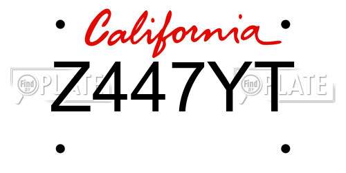 Z447YT California License Plate