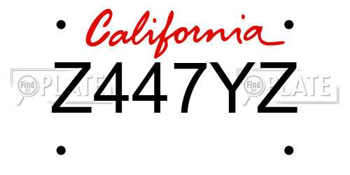 Z447YZ California License Plate