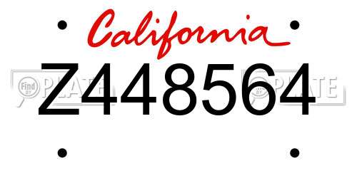 Z448564 California License Plate