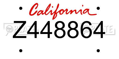 Z448864 California License Plate