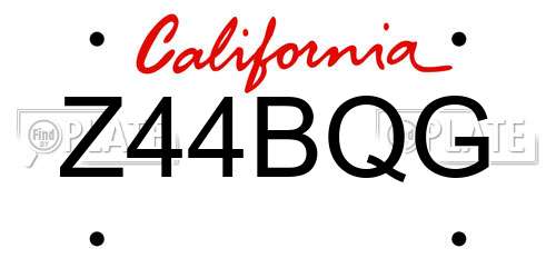 Z44BQG California License Plate