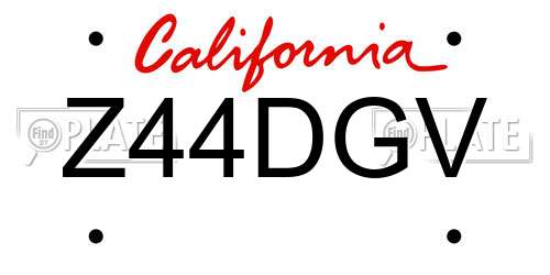 Z44DGV California License Plate