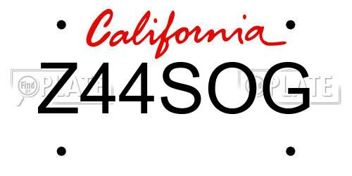 Z44SOG California License Plate