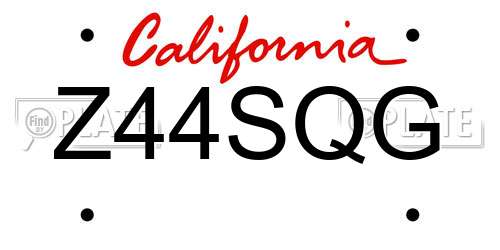 Z44SQG California License Plate