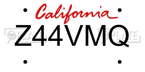 Z44VMQ California License Plate