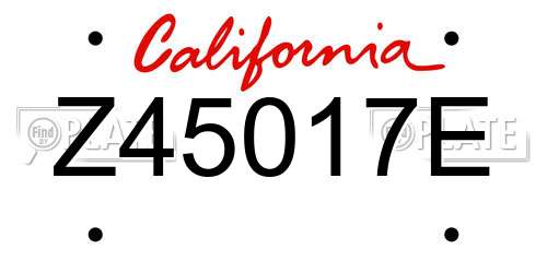 Z45017E California License Plate