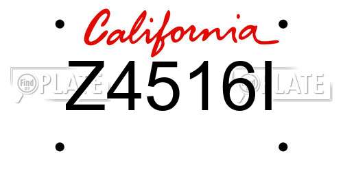 Z4516I California License Plate