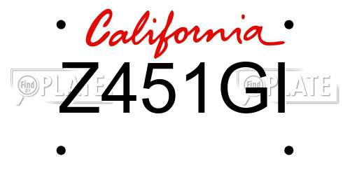 Z451GI California License Plate