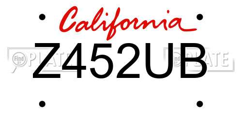 Z452UB California License Plate