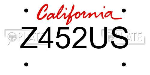 Z452US California License Plate
