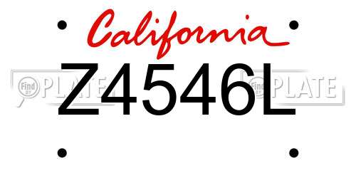 Z4546L California License Plate