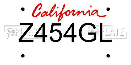 Z454GL California License Plate