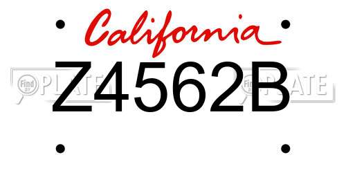 Z4562B California License Plate