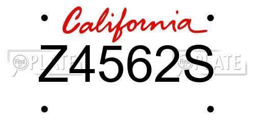 Z4562S California License Plate