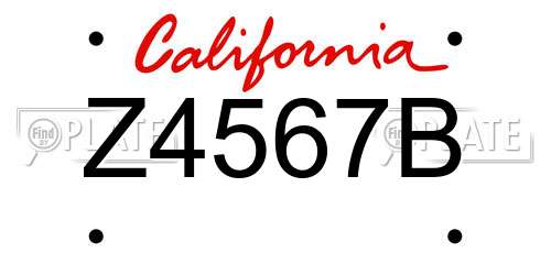 Z4567B California License Plate