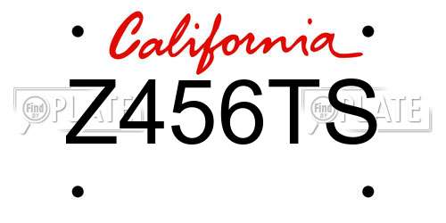 Z456TS California License Plate