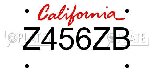 Z456ZB California License Plate