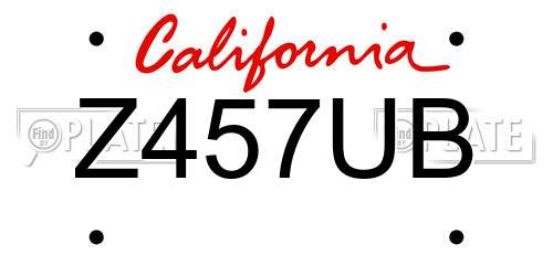 Z457UB California License Plate