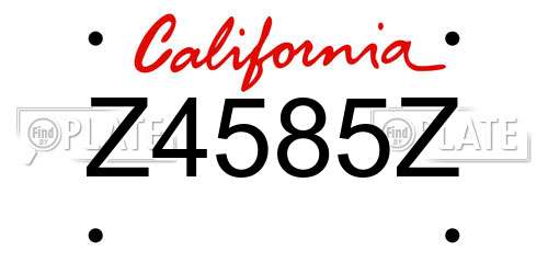 Z4585Z California License Plate