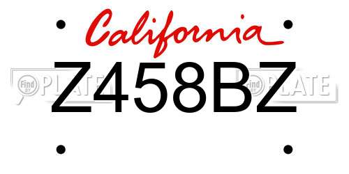 Z458BZ California License Plate