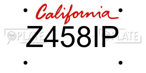 Z458IP California License Plate