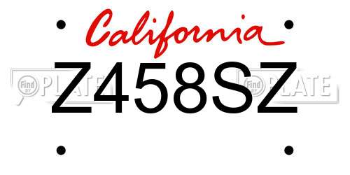 Z458SZ California License Plate