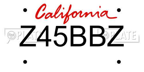 Z45BBZ California License Plate