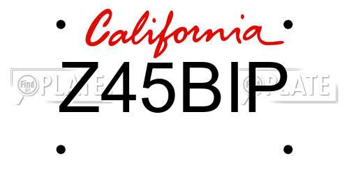 Z45BIP California License Plate