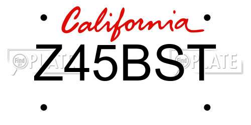 Z45BST California License Plate