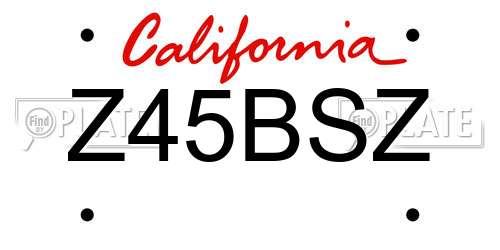 Z45BSZ California License Plate