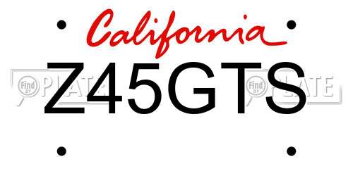 Z45GTS California License Plate