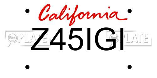 Z45IGI California License Plate