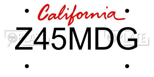 Z45MDG California License Plate