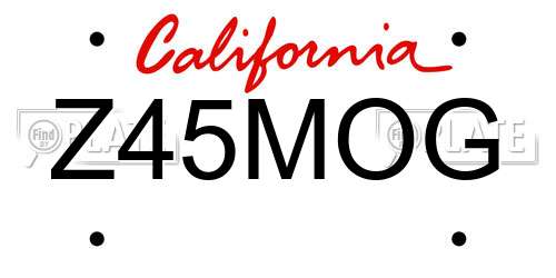 Z45MOG California License Plate