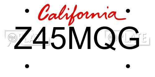 Z45MQG California License Plate