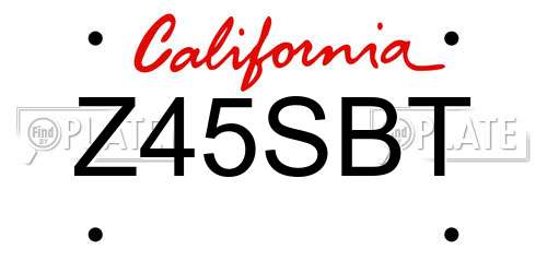 Z45SBT California License Plate