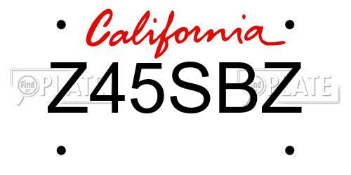 Z45SBZ California License Plate