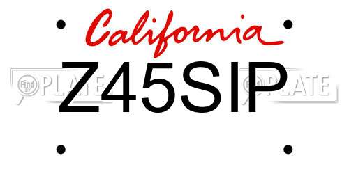Z45SIP California License Plate