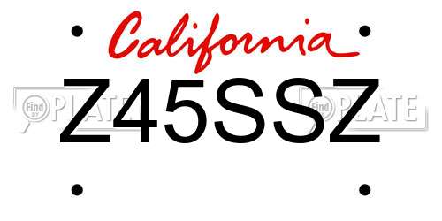 Z45SSZ California License Plate