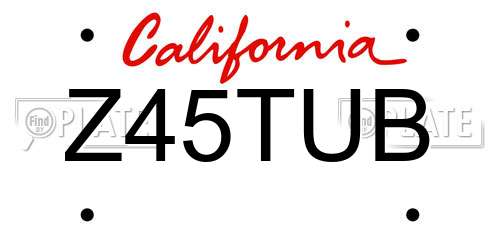 Z45TUB California License Plate