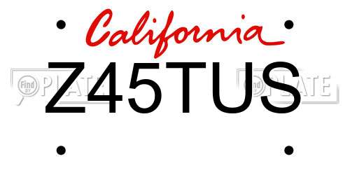 Z45TUS California License Plate