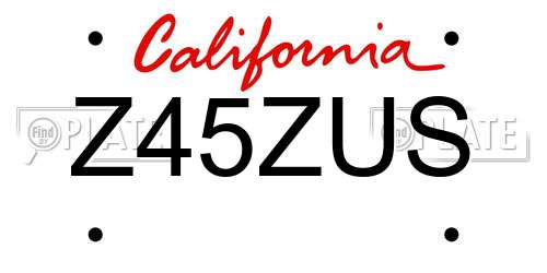 Z45ZUS California License Plate