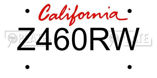 Z460RW California License Plate