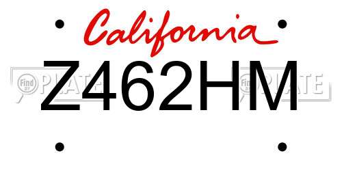 Z462HM California License Plate