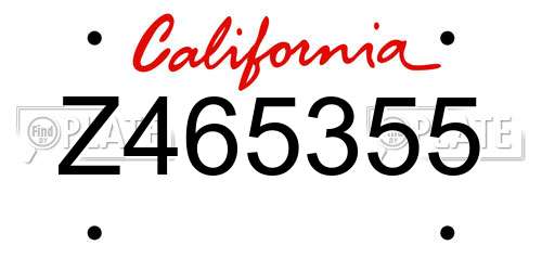 Z465355 California License Plate