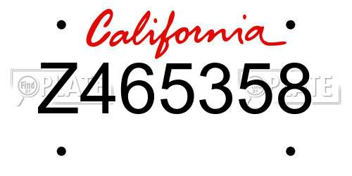 Z465358 California License Plate