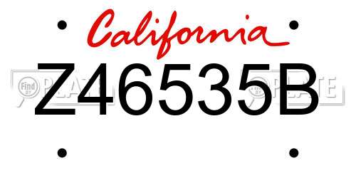Z46535B California License Plate