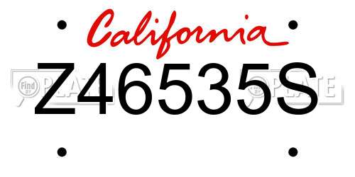Z46535S California License Plate