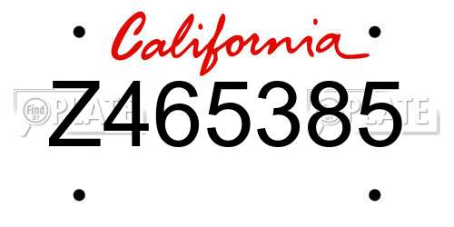 Z465385 California License Plate