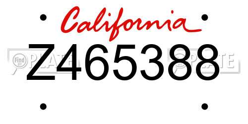 Z465388 California License Plate
